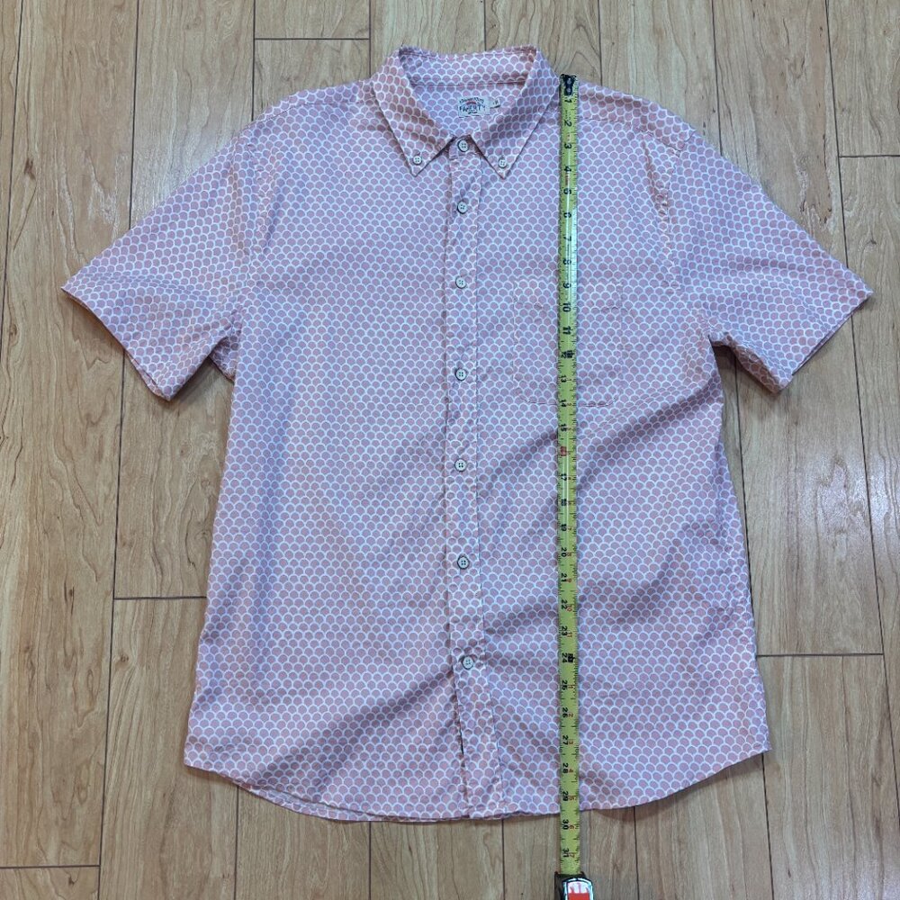 Faherty Short Sleeve Organic Cotton Casual Button Up Shirt Pink Scallop Men's L - Picture 2 of 7
